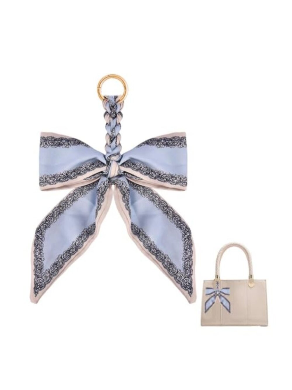 Satin Bow Bag Charm Keychain Metal Terylene Purse Pendant Accessory
